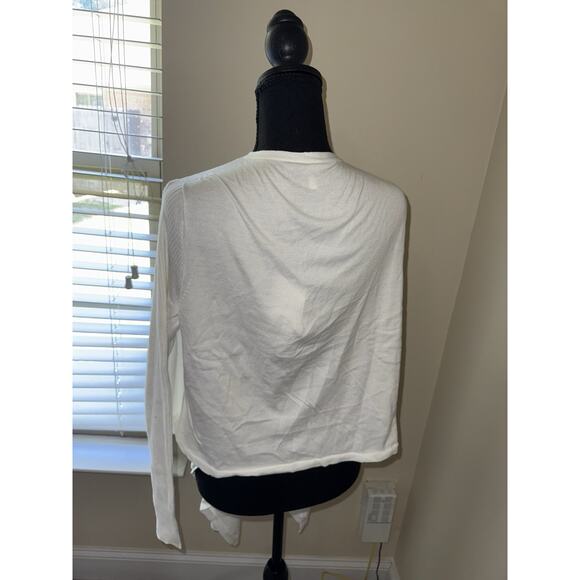 NWT Eileen Fisher Drape Style Open Front Cardigan Organic Cotton White Small - Picture 3 of 4